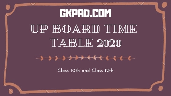 UP Board time table 2020