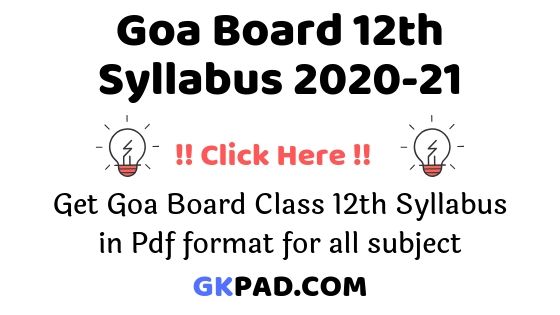 Goa Board 12th Syllabus 2020-21