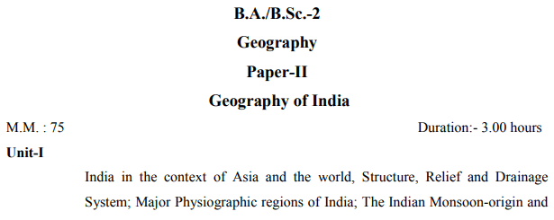 BA Second Year Geography Syllabus by VBSPU