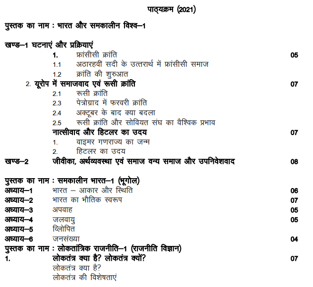 RBSE Class 9 Social Science Syllabus