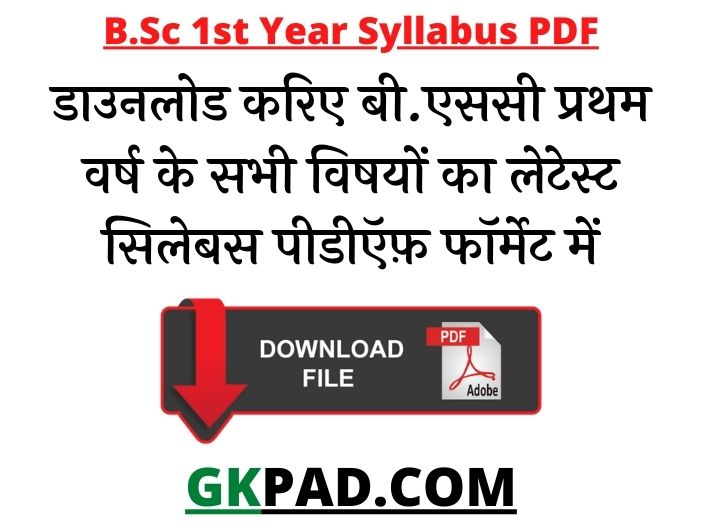 BSC 1st Year Syllabus 2021 PDF Download