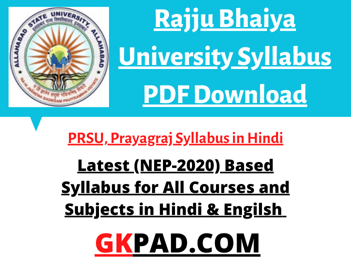 Rajju Bhaiya University Syllabus in Hindi PDF (PRSU)