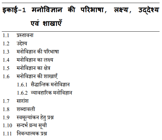 BA 1st Year Psychology Book in Hindi by UOU
