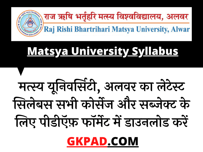 Matsya University Syllabus 2022 in Hindi PDF