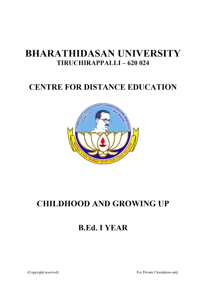 Childhood and Growing Up Book in English PDF by BDU