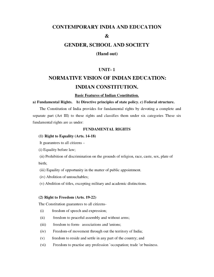 Contemporary India and Education Book in English PDF by SCSVMV