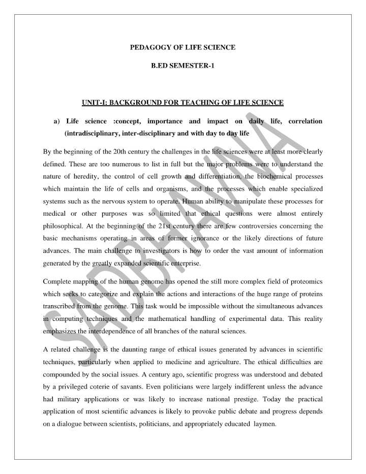 Pedagogy of Biology Book in English PDF by SP