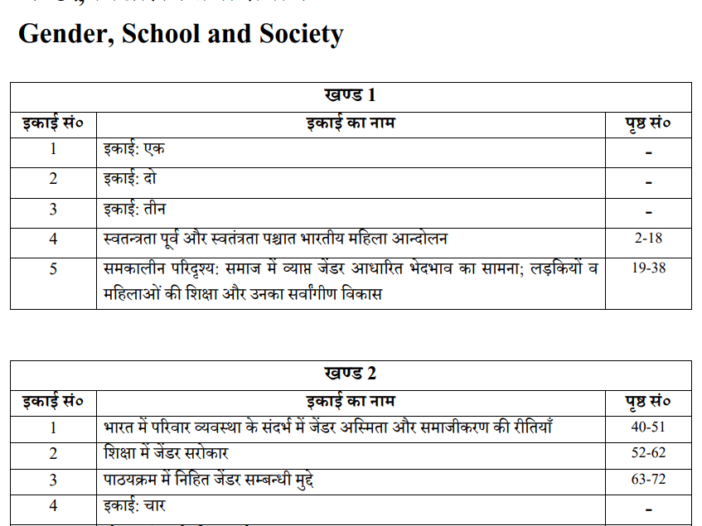 Gender School and Society Book in Hindi PDF by UOU