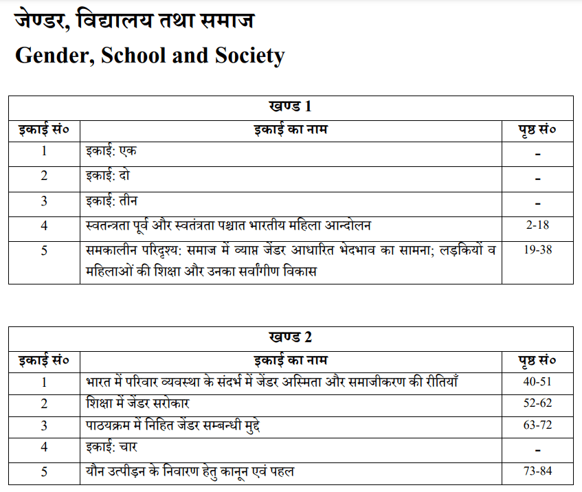 Gender School and Society Book in Hindi PDF by UOU