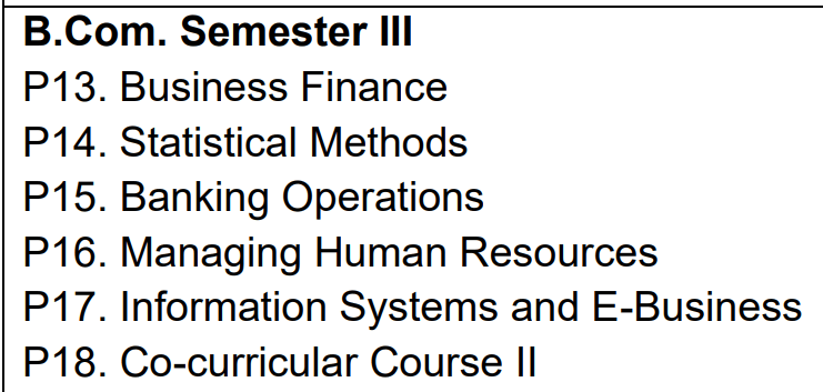 LU B.Com 3rd Semester Syllabus