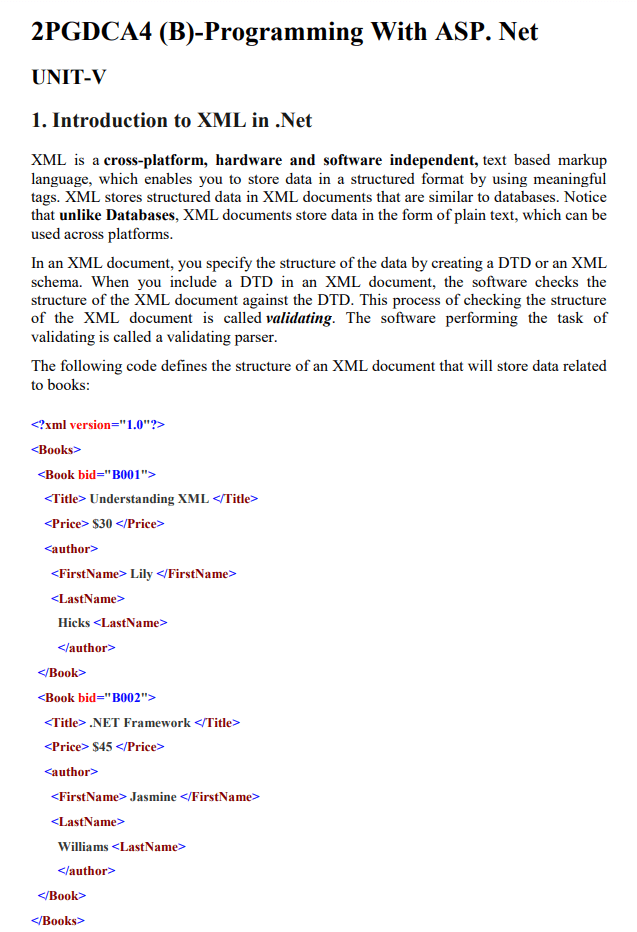 2PGDCA4(B) – Programming with ASP.Net