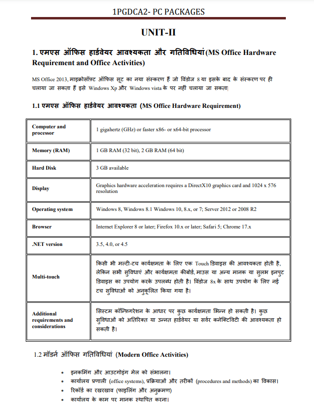 1PGDCA2 – PC Packages (Word, Excel, PowerPoint)