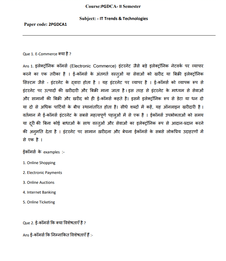 2PGDCA1 – IT Trends & Technologies
