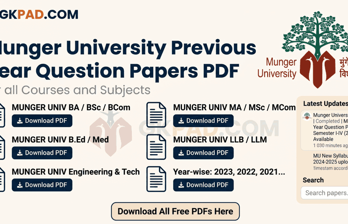 Munger University Previous Year Question Papers PDF