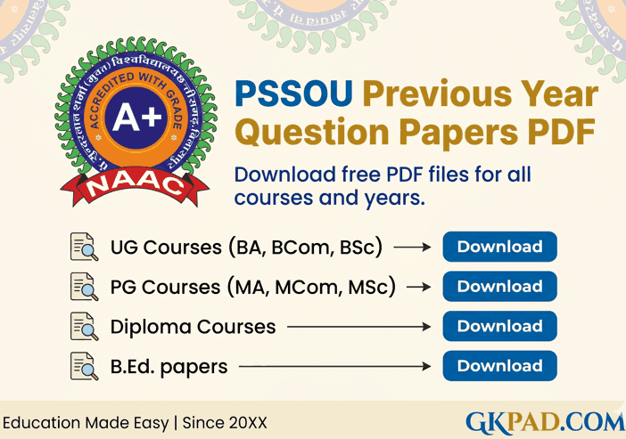 PSSOU Previous Year Question Papers PDF